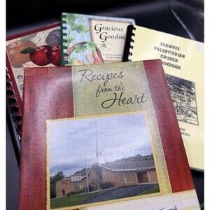 Lot of 4 VTG Church Community Cookbooks, Local Recipes, Potluck Classics